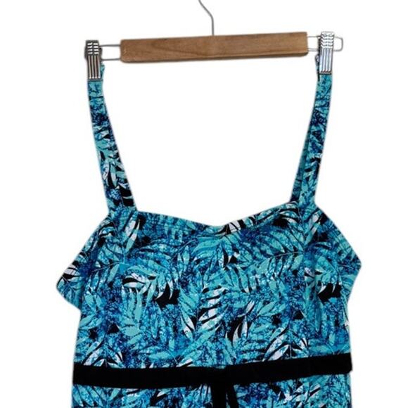 Not For Sale A Shore Fit Swimsuit Women 22W Blue One Piece Swim Dress Tropical - Picture 3 of 7